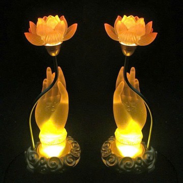 Đèn Tay Phật chữ Vạn sen Lưu Ly